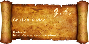 Gruics Andor névjegykártya